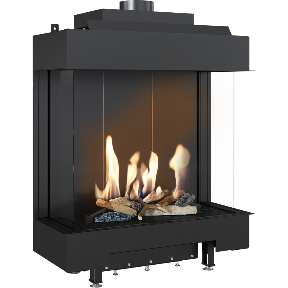 LEO 76 / 62 Three Sided Natural Gas Gas Fireplace ∅ 100/150 8.6 kW-