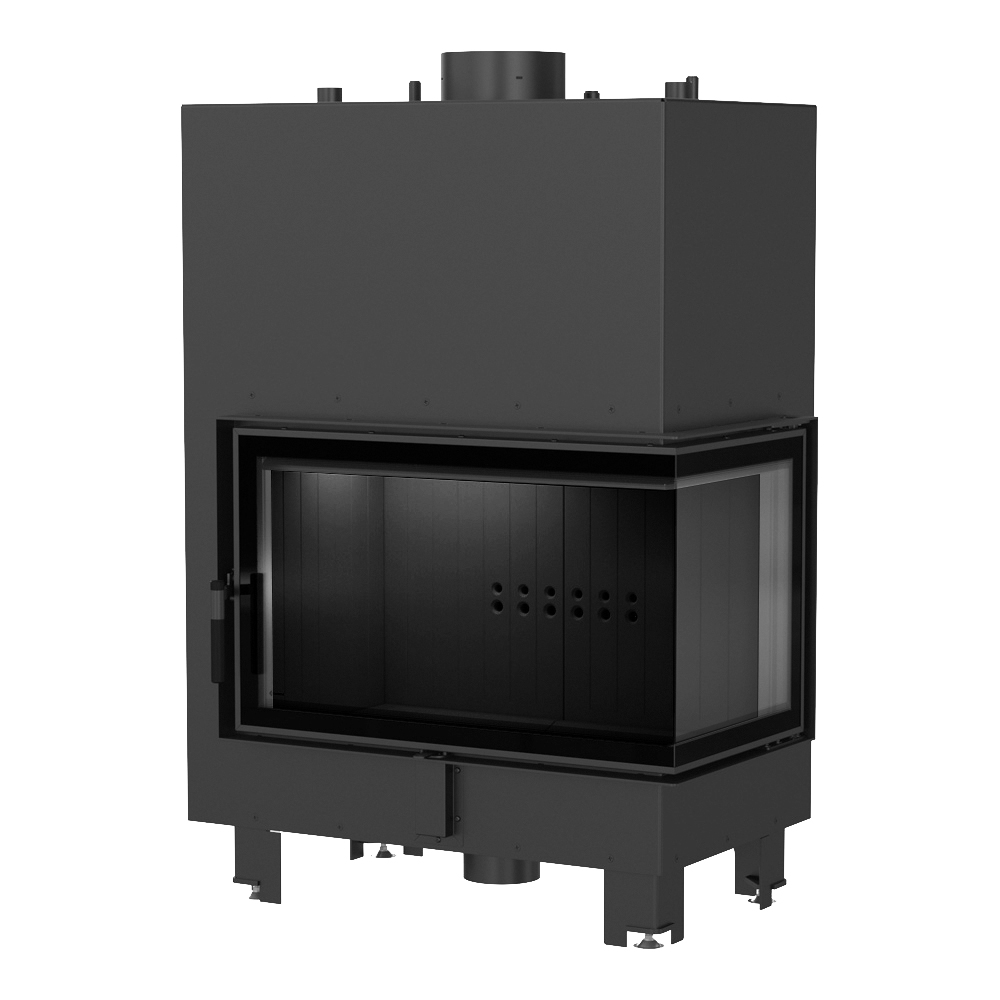 Wooden fireplace MBO Right 15 kW Ø 200 thermotec coating black-